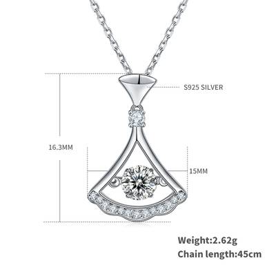 Dancing Dress 0.5ct D Color Moissanite Necklace in S925 Silver Platinum Plated

